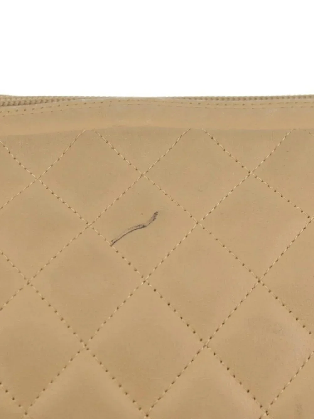 CHANEL Cambon Line Matelasse Shoulder Bag Lamb Skin Beige Black CC Auth am10849V